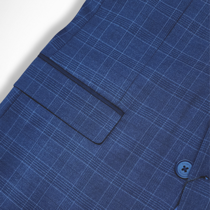 BLAZER LANILLA STRETCH AZUL A CUADROS
