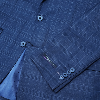 BLAZER LANILLA STRETCH AZUL A CUADROS