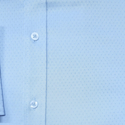 CAMISA ANDRE'E VERINO PREMIUM - PUÑO FRANCES CELESTE CIELO LABRADO.
