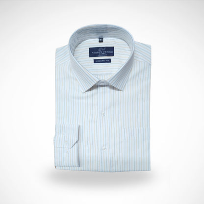 CAMISA ANDRE'E VERINO PREMIUM - LABRADO A RAYAS BEIGE FONDO BLANCO