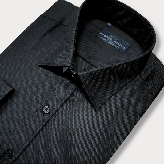 CAMISA ANDRE'E VERINO PREMIUM - LABRADO COLOR ENTERO NEGRO