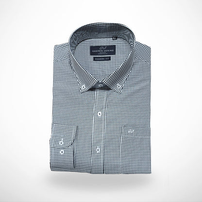 CAMISA ANDRE'E VERINO PREMIUM - BOTON EN EL CUELLO CASUAL CUADROS NEGROS Y BLANCOS
