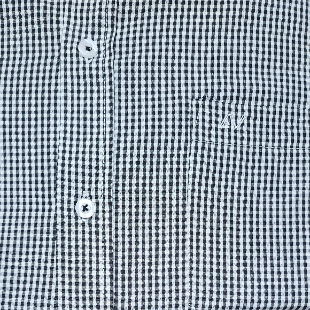 CAMISA ANDRE'E VERINO PREMIUM - BOTON EN EL CUELLO CASUAL CUADROS NEGROS Y BLANCOS