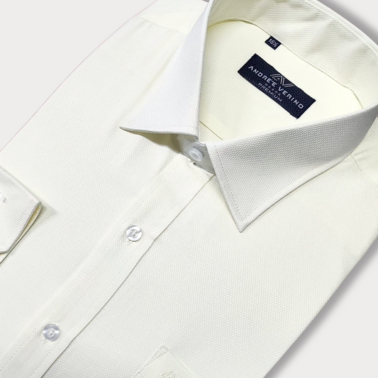 CAMISA ANDRE'E VERINO PREMIUM - LABRADO COLOR ENTERO CREMA PERLA