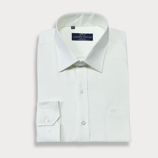 CAMISA ANDRE'E VERINO PREMIUM - LABRADO COLOR ENTERO CREMA PERLA