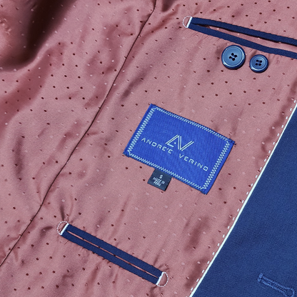 Traje ModernFit lanilla stretch color azul noche texturizado.