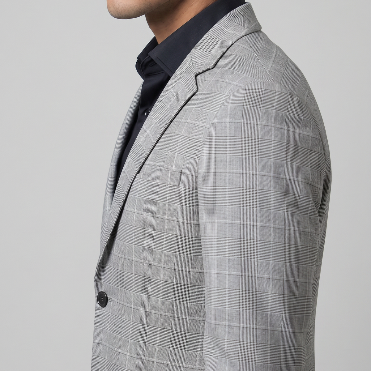 BLAZER LANILLA STRETCH COLO PLOMO A CUADROS