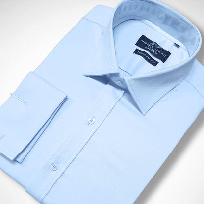 CAMISA ANDRE'E VERINO PREMIUM - PUÑO FRANCES CELESTE BB LABRADO.