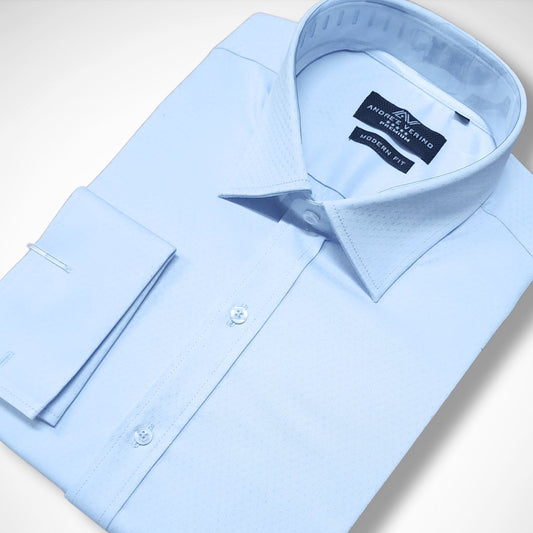 CAMISA ANDRE'E VERINO PREMIUM - PUÑO FRANCES CELESTE BB LABRADO.