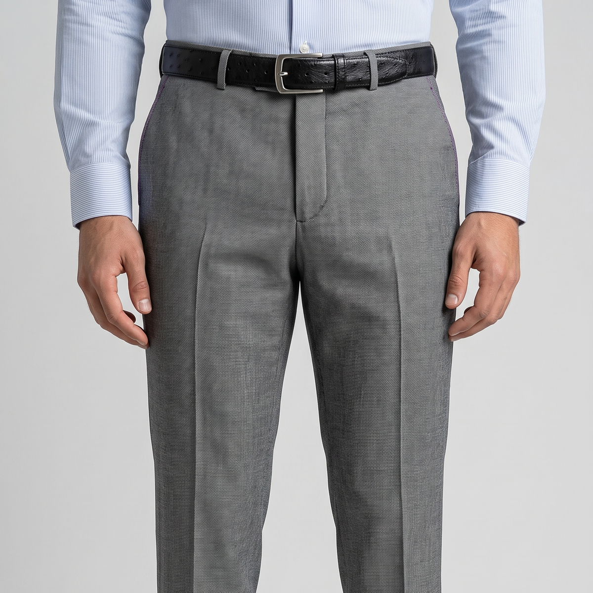 Traje ModernFit lanilla stretch color gris texturizado.