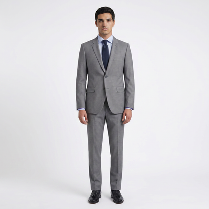 Traje ModernFit lanilla stretch color gris texturizado.