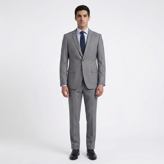 Traje ModernFit lanilla stretch color gris texturizado.