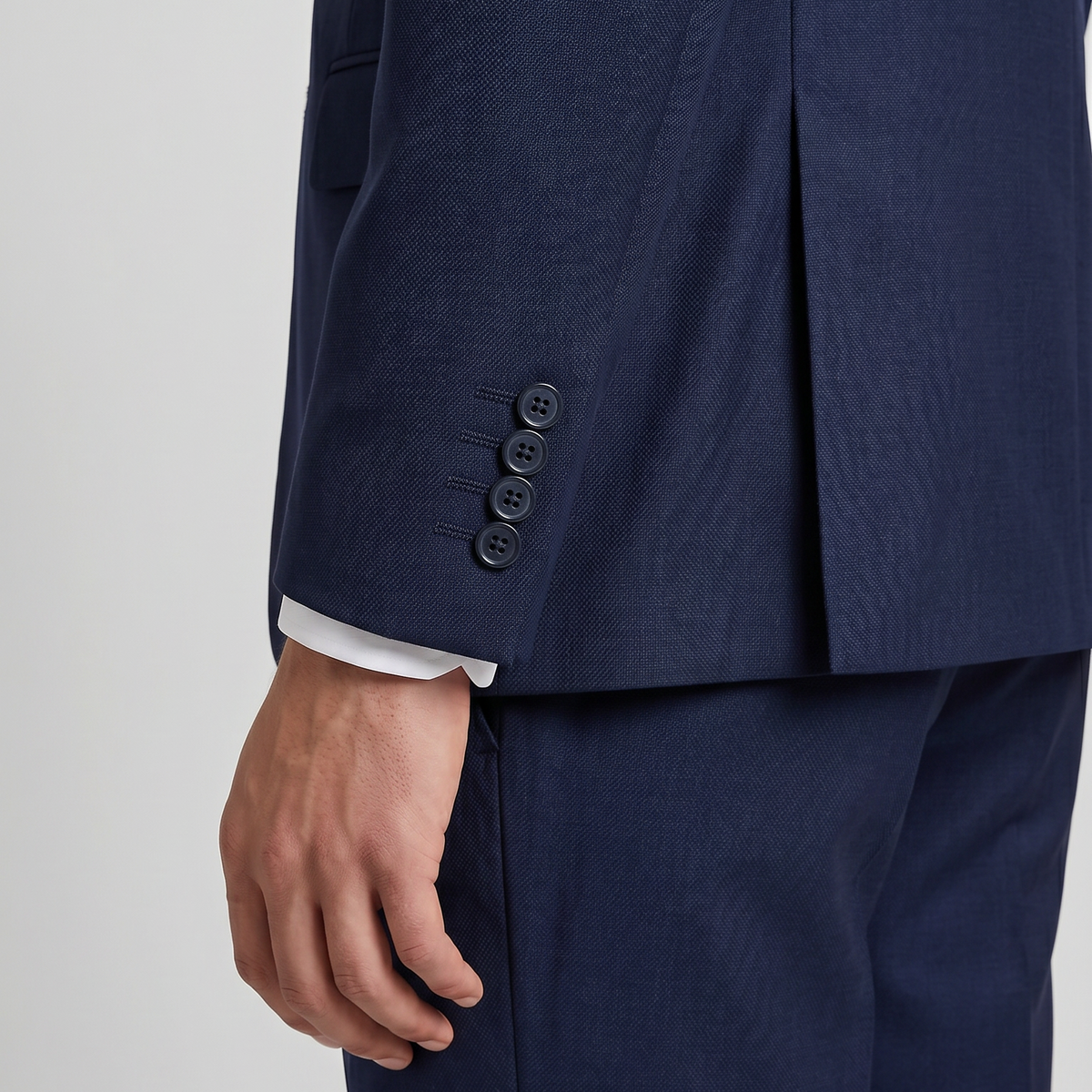 Traje ModernFit lanilla stretch color azul noche texturizado.