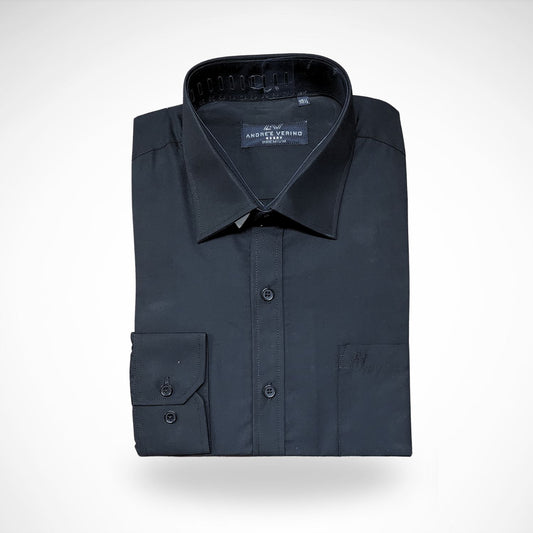 CAMISA ANDRE'E VERINO PREMIUM - COLOR ENTERO LISO NEGRO
