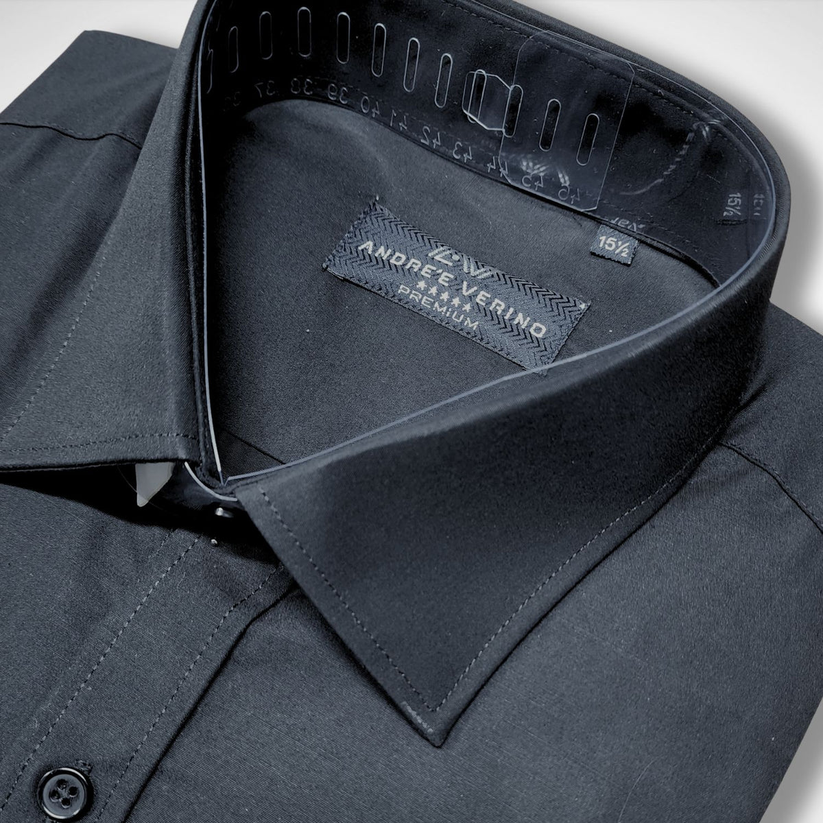 CAMISA ANDRE'E VERINO PREMIUM - COLOR ENTERO LISO NEGRO