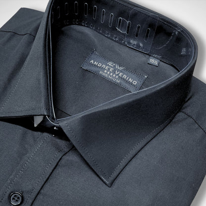CAMISA ANDRE'E VERINO PREMIUM - COLOR ENTERO LISO NEGRO