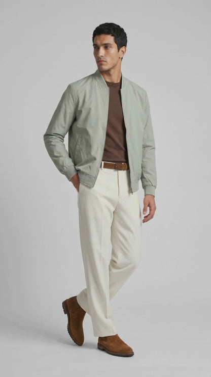 CASACA BOMBER ACOLCHADA COLOR VERDE MENTA