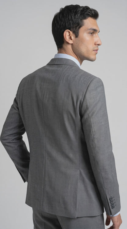 Traje ModernFit lanilla stretch color gris texturizado.