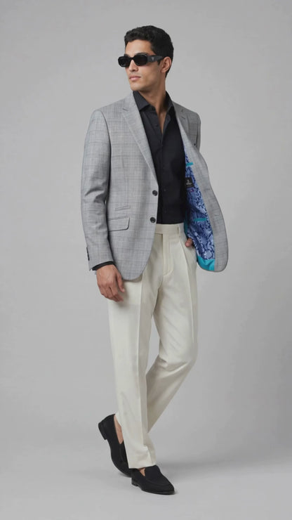BLAZER LANILLA STRETCH COLO PLOMO A CUADROS