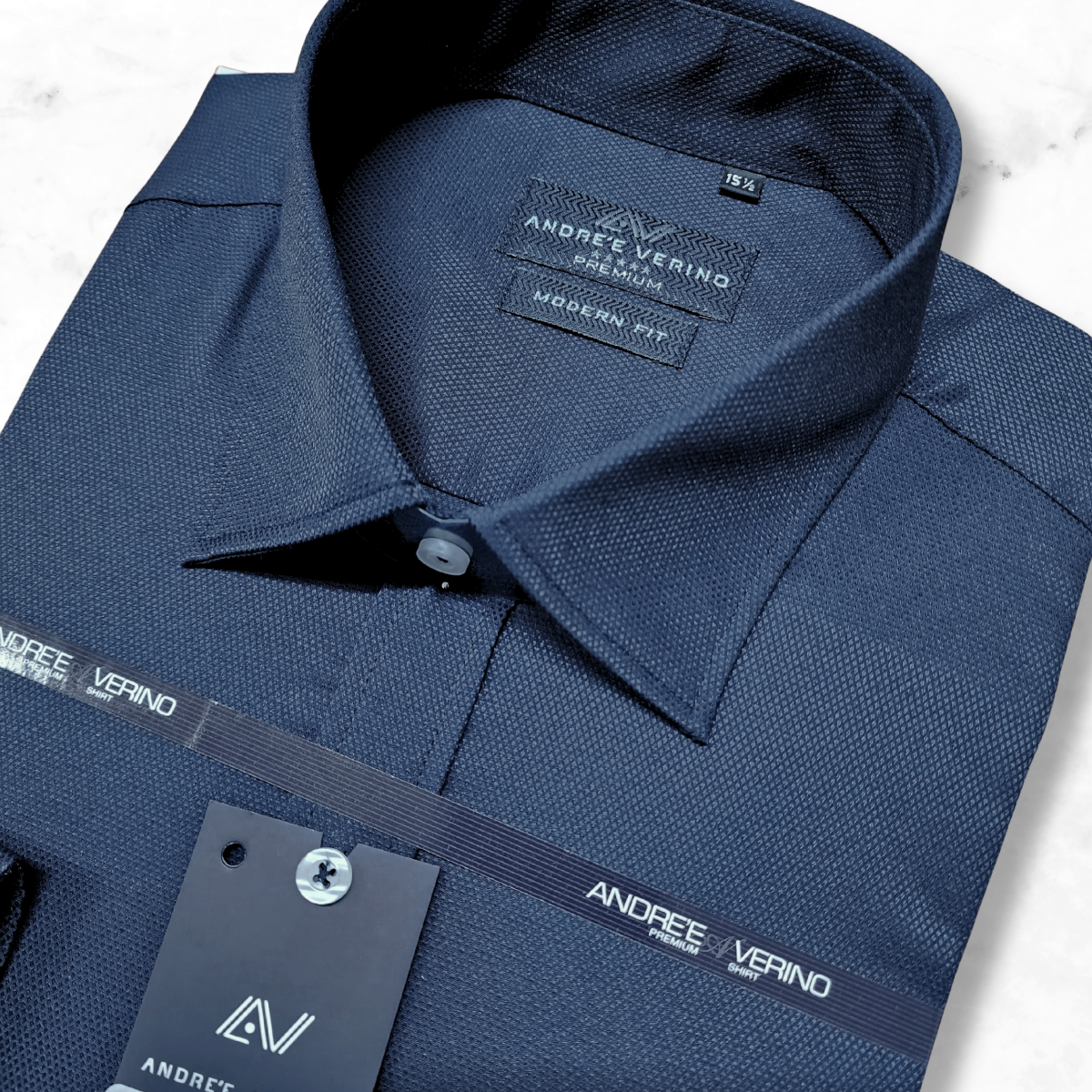 CAMISA ANDRE'E VERINO PREMIUM - LABRADO COLOR ENTERO AZUL