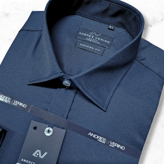 CAMISA ANDRE'E VERINO PREMIUM - LABRADO COLOR ENTERO AZUL