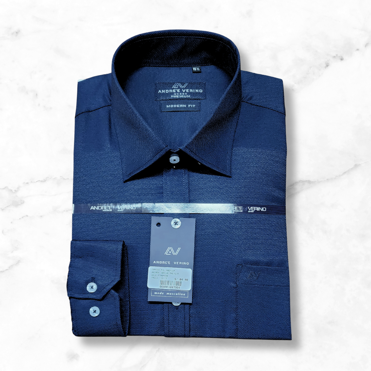 CAMISA ANDRE'E VERINO PREMIUM - LABRADO COLOR ENTERO AZUL