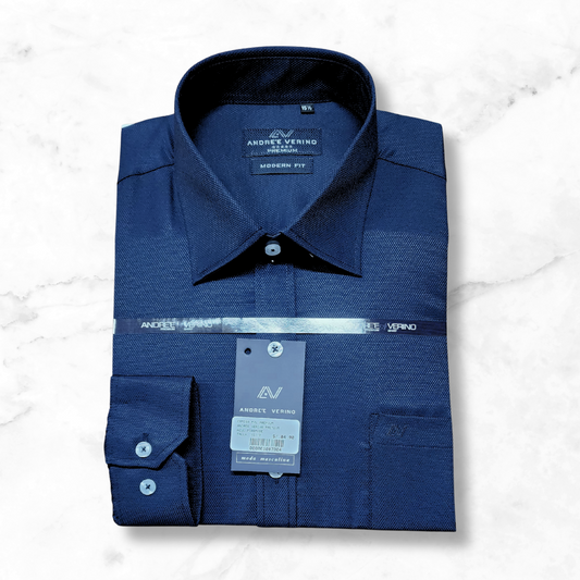 CAMISA ANDRE'E VERINO PREMIUM - LABRADO COLOR ENTERO AZUL